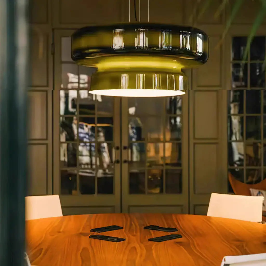 Chroma Modern Two-Tier Coloured Glass Pendant Light