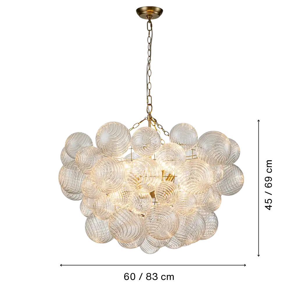 Clear Ribbed Glass Bubble Chandelier