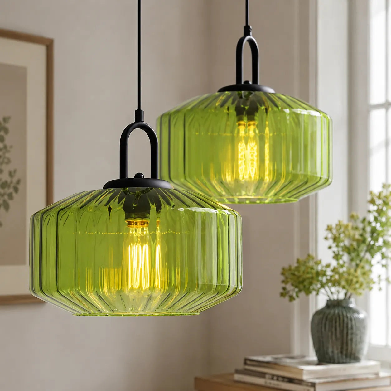 Colored Glass Pendant Light with Retro Minimal Form