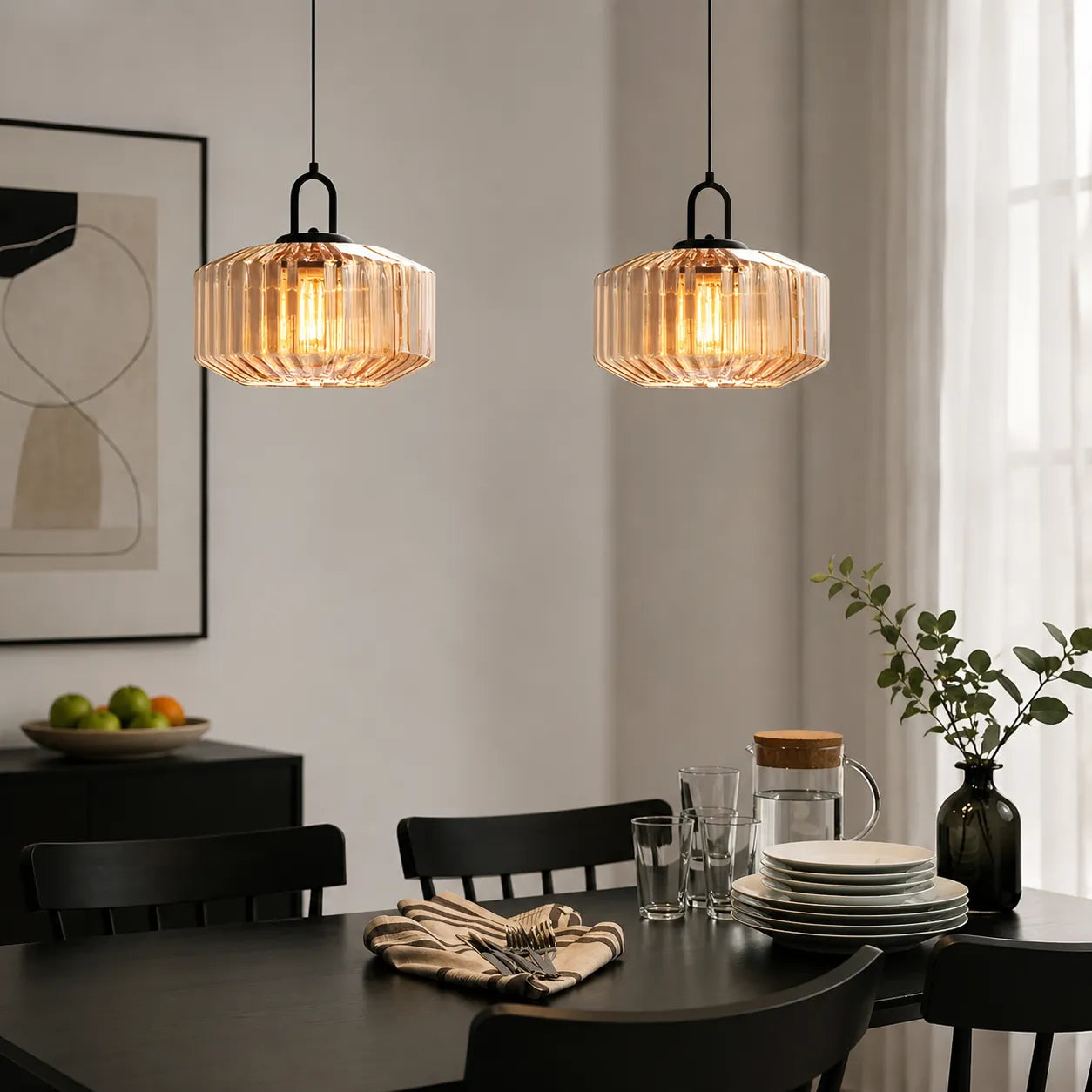 Colored Glass Pendant Light with Retro Minimal Form
