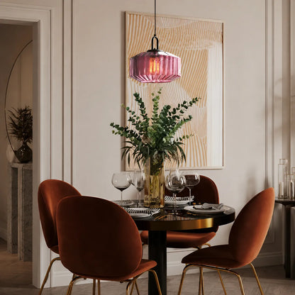 Colored Glass Pendant Light with Retro Minimal Form
