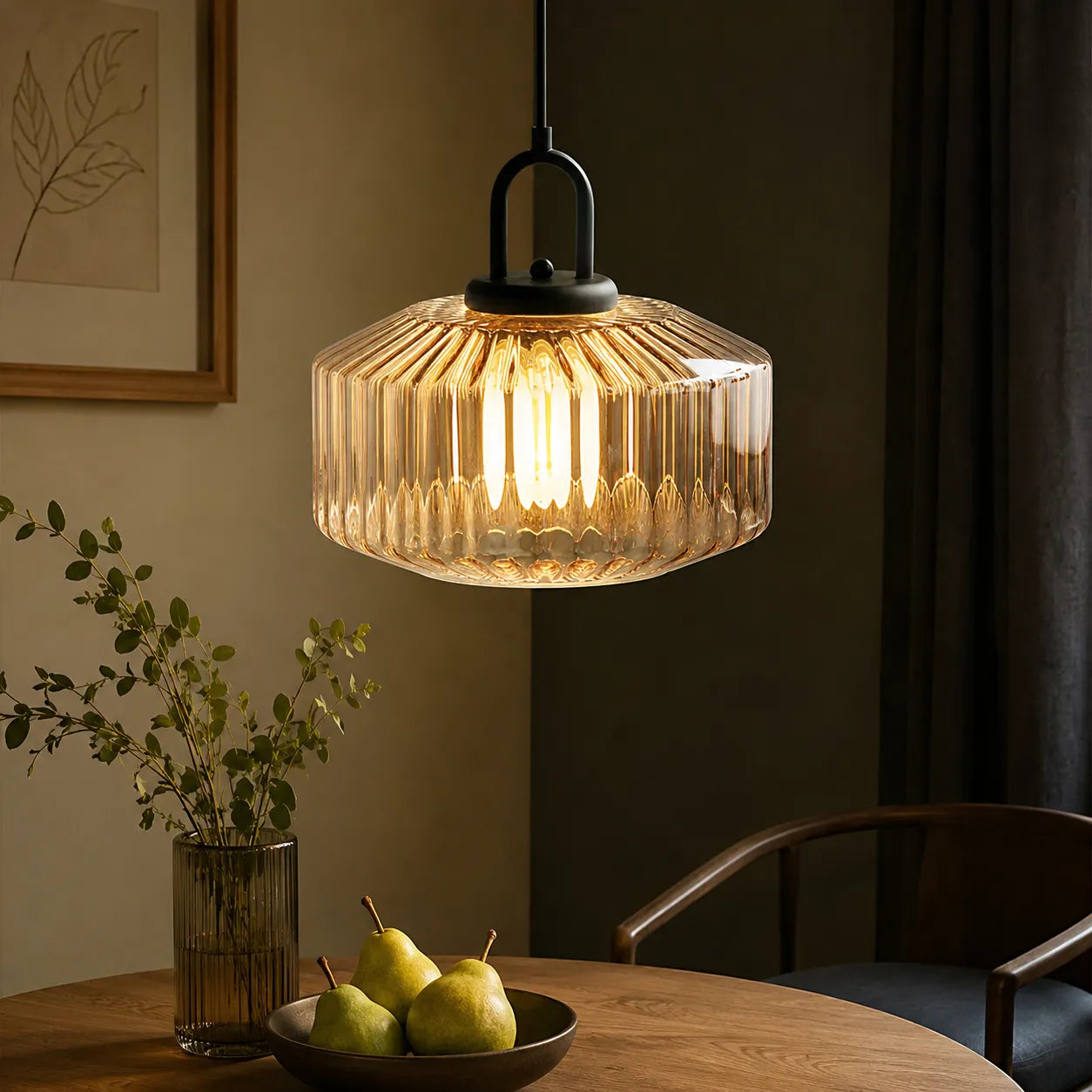 Colored Glass Pendant Light with Retro Minimal Form