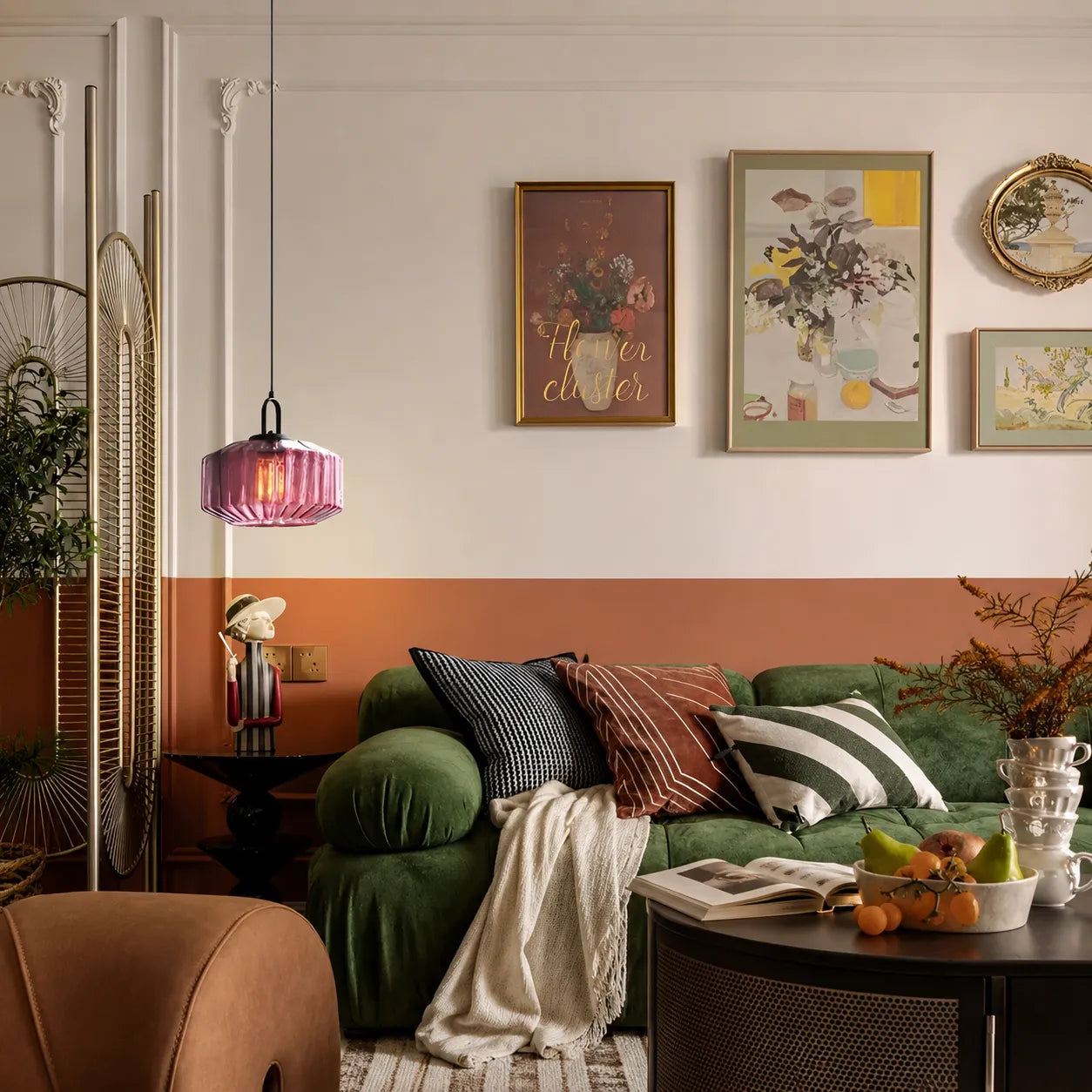 Colored Glass Pendant Light with Retro Minimal Form