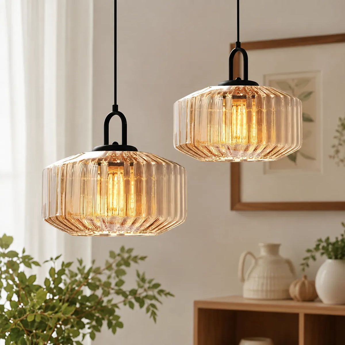 Viola Retro Coloured Glass Pendant Light