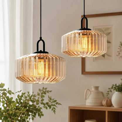 Colored Glass Pendant Light with Retro Minimal Form