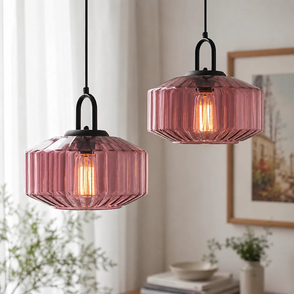 Colored Glass Pendant Light with Retro Minimal Form