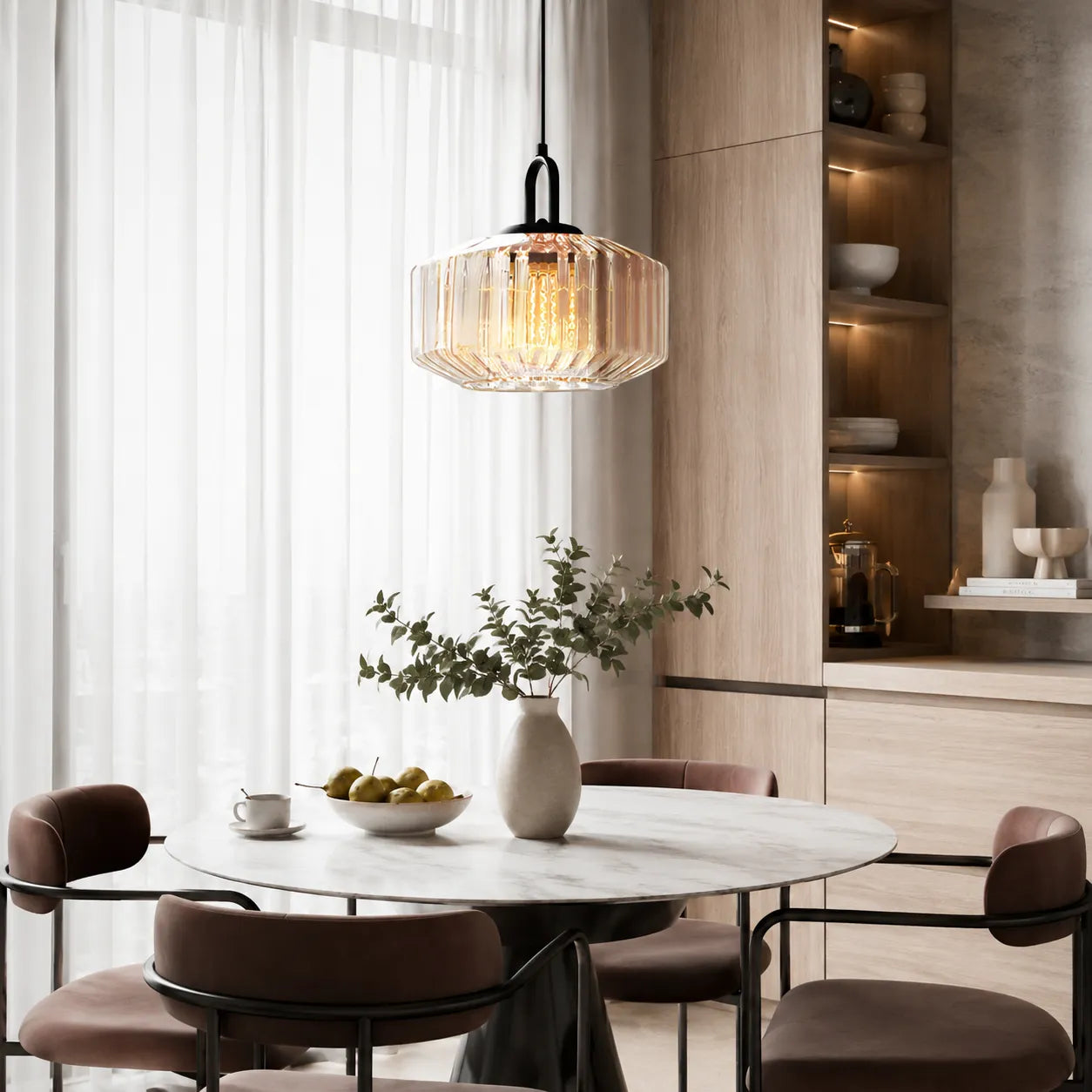 Colored Glass Pendant Light with Retro Minimal Form