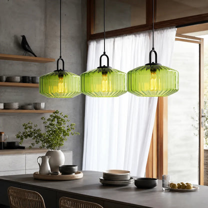 Colored Glass Pendant Light with Retro Minimal Form