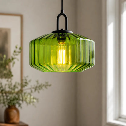 Colored Glass Pendant Light with Retro Minimal Form