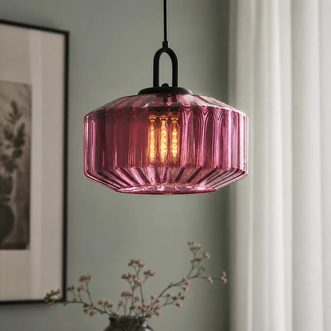 Colored Glass Pendant Light with Retro Minimal Form