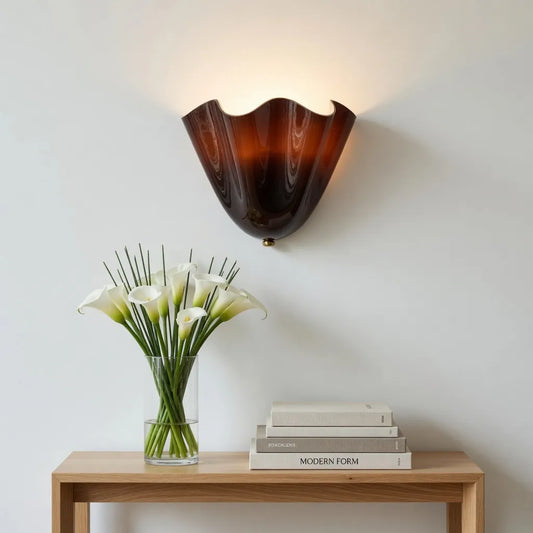Colored Glass Wall Sconce with Wavy Form