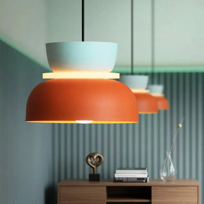 Colorful Bowl Pendant Light with Minimal Form