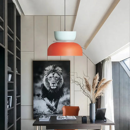Colorful Bowl Pendant Light with Minimal Form