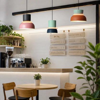 Colorful Bowl Pendant Light with Minimal Form