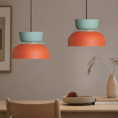 Colorful Bowl Pendant Light with Minimal Form