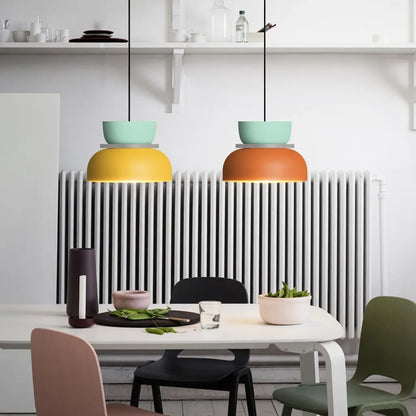 Colorful Bowl Pendant Light with Minimal Form