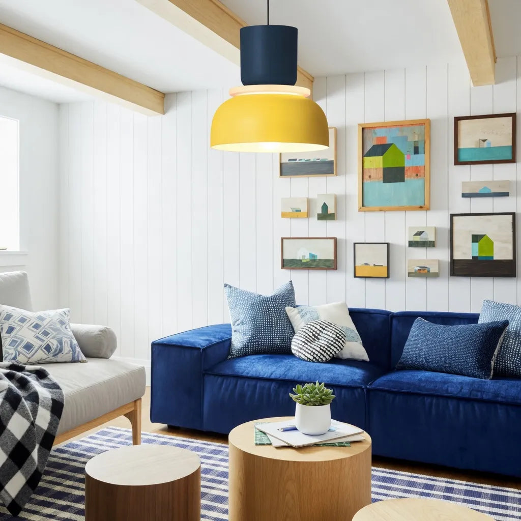 Colorful Bowl Pendant Light with Minimal Form