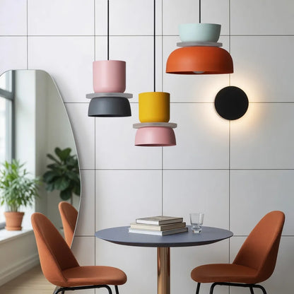 Colorful Bowl Pendant Light with Minimal Form