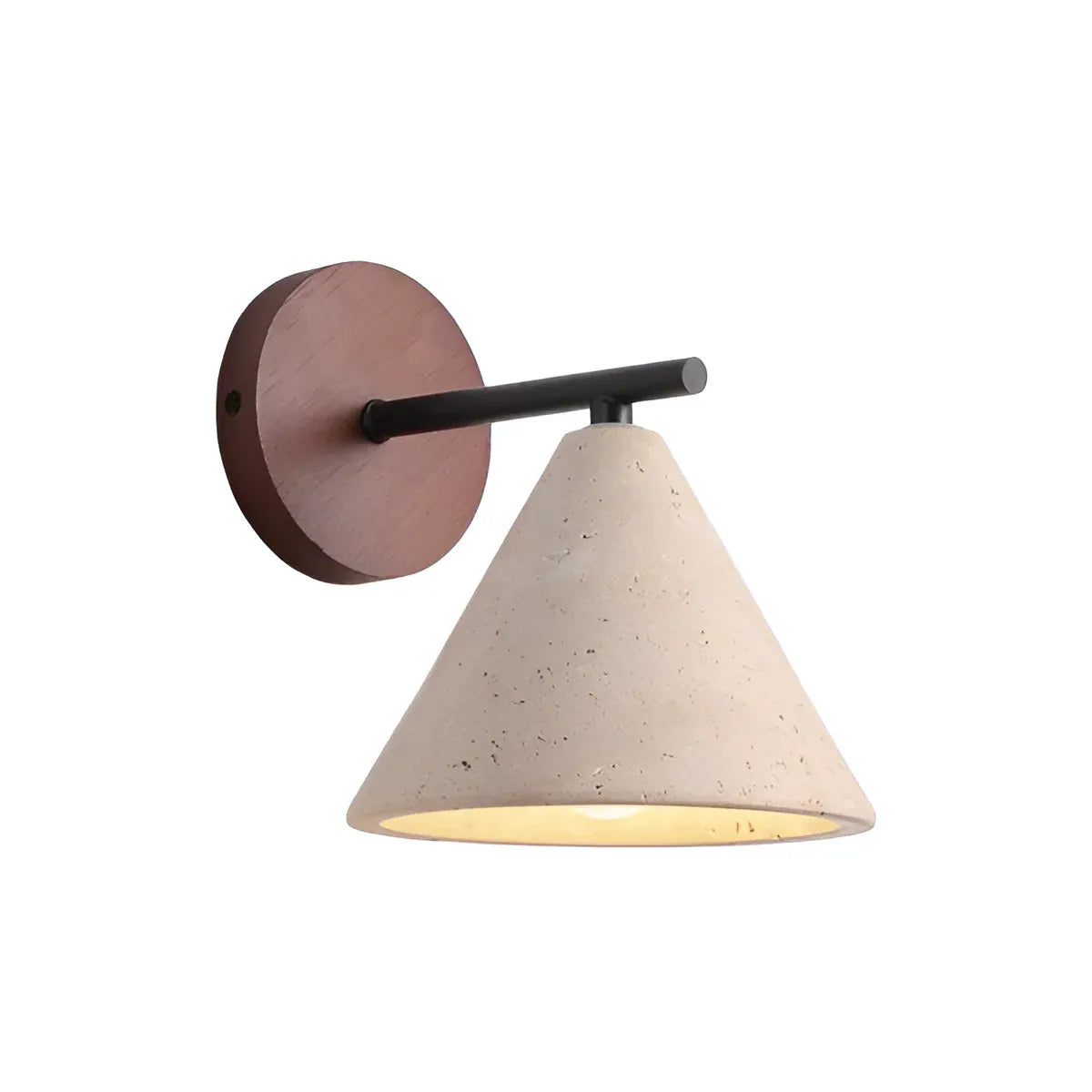 Indigo Minimalist Travertine & Wood Cone Wall Light