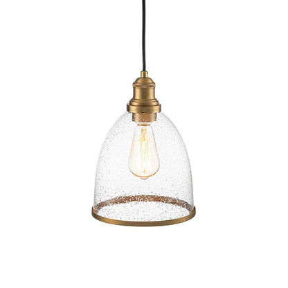 Contemporary 1-Light Dome Shape Seeded Glass Pendant For Dining Table