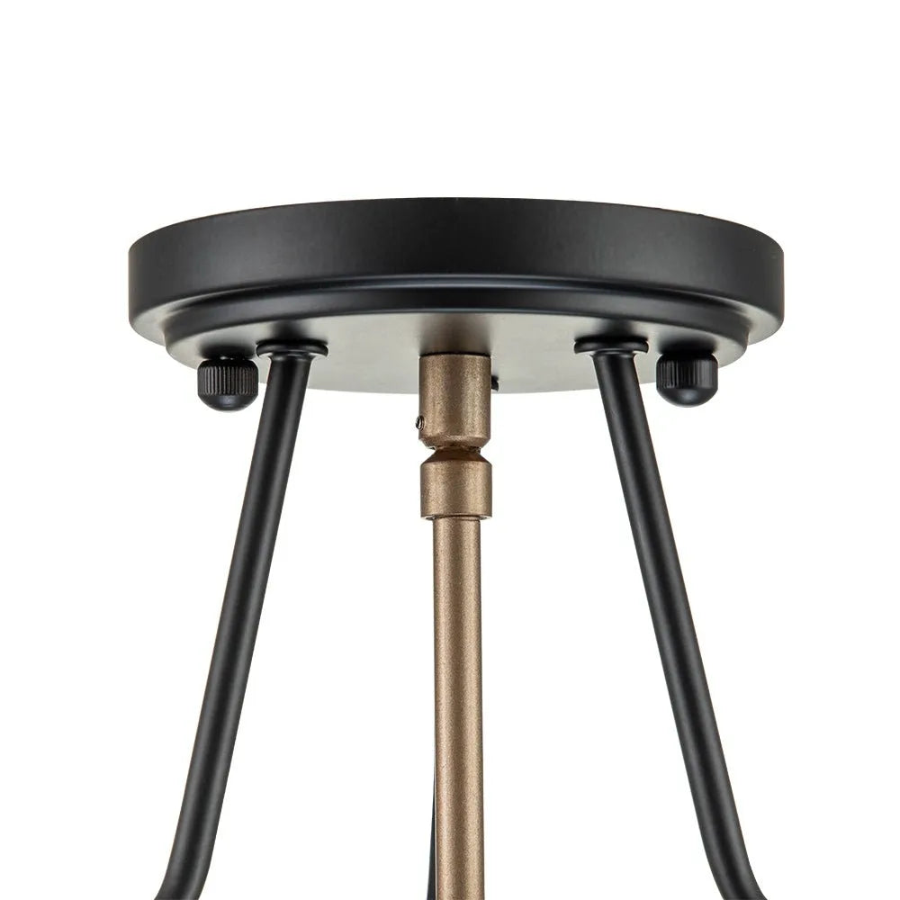 Contemporary 3-Light Clear Glass Drum Semi-Flush Mount