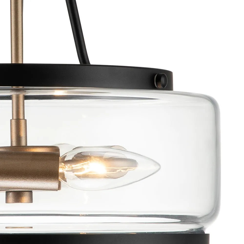 Contemporary 3-Light Clear Glass Drum Semi-Flush Mount