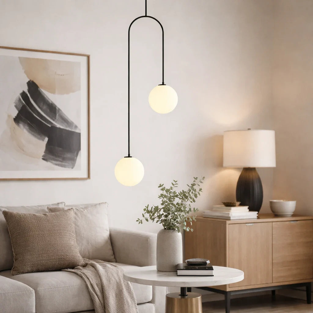 Hugo Modern Double-Globe Glass Pendant Light