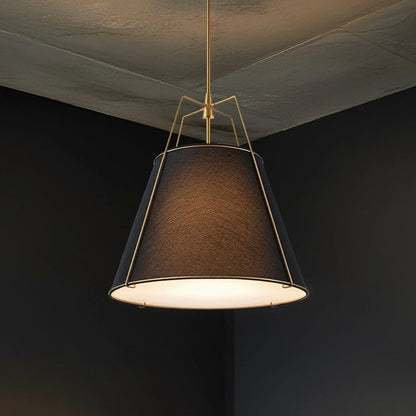 Contemporary Linen Tapered Cone Pendant Light