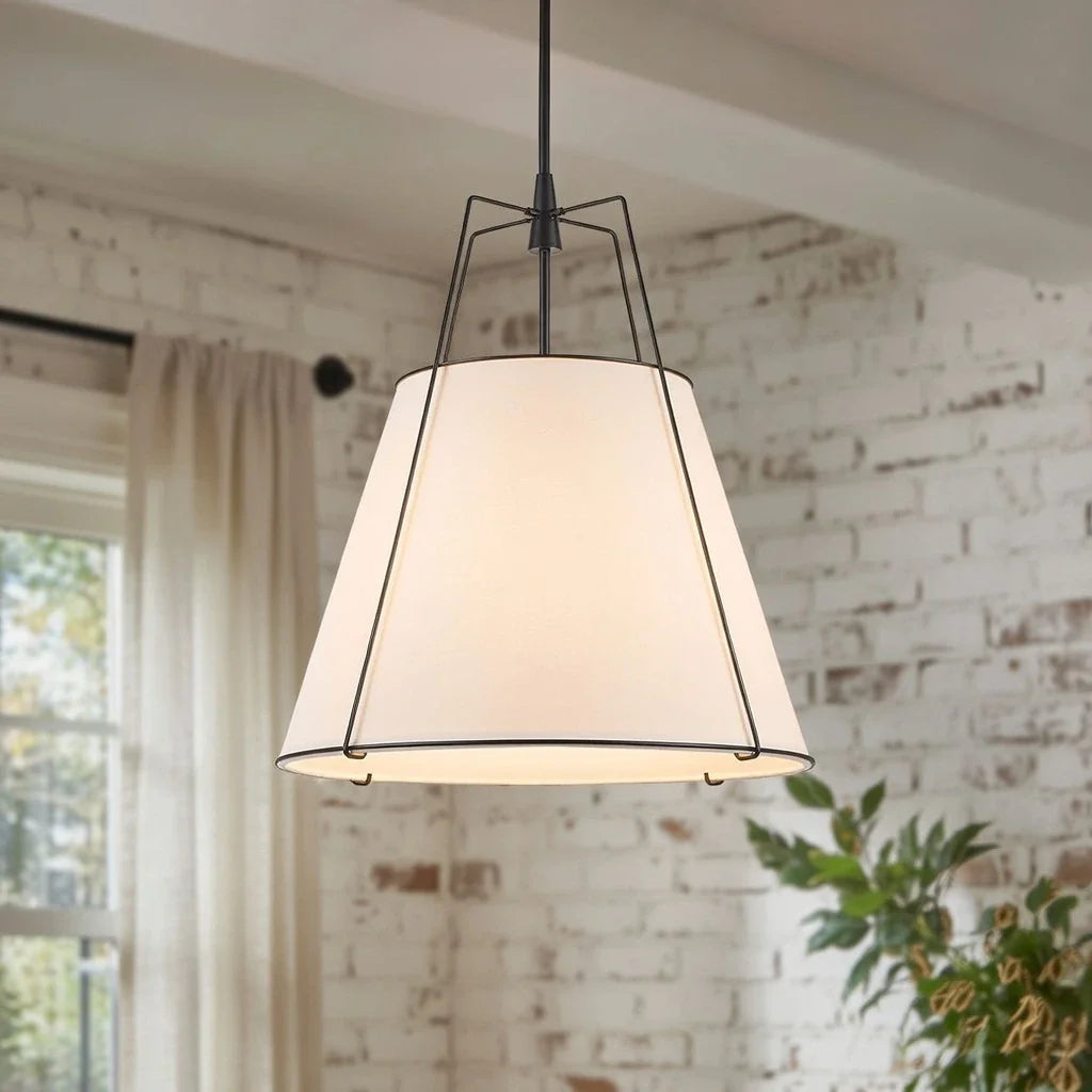 Enzo Modern Linen Tapered Cone Pendant Light