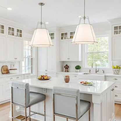 Contemporary Linen Tapered Cone Pendant Light