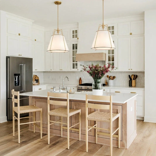 Contemporary Linen Tapered Cone Pendant Light