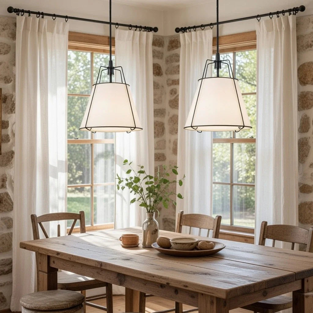 Enzo Modern Linen Tapered Cone Pendant Light