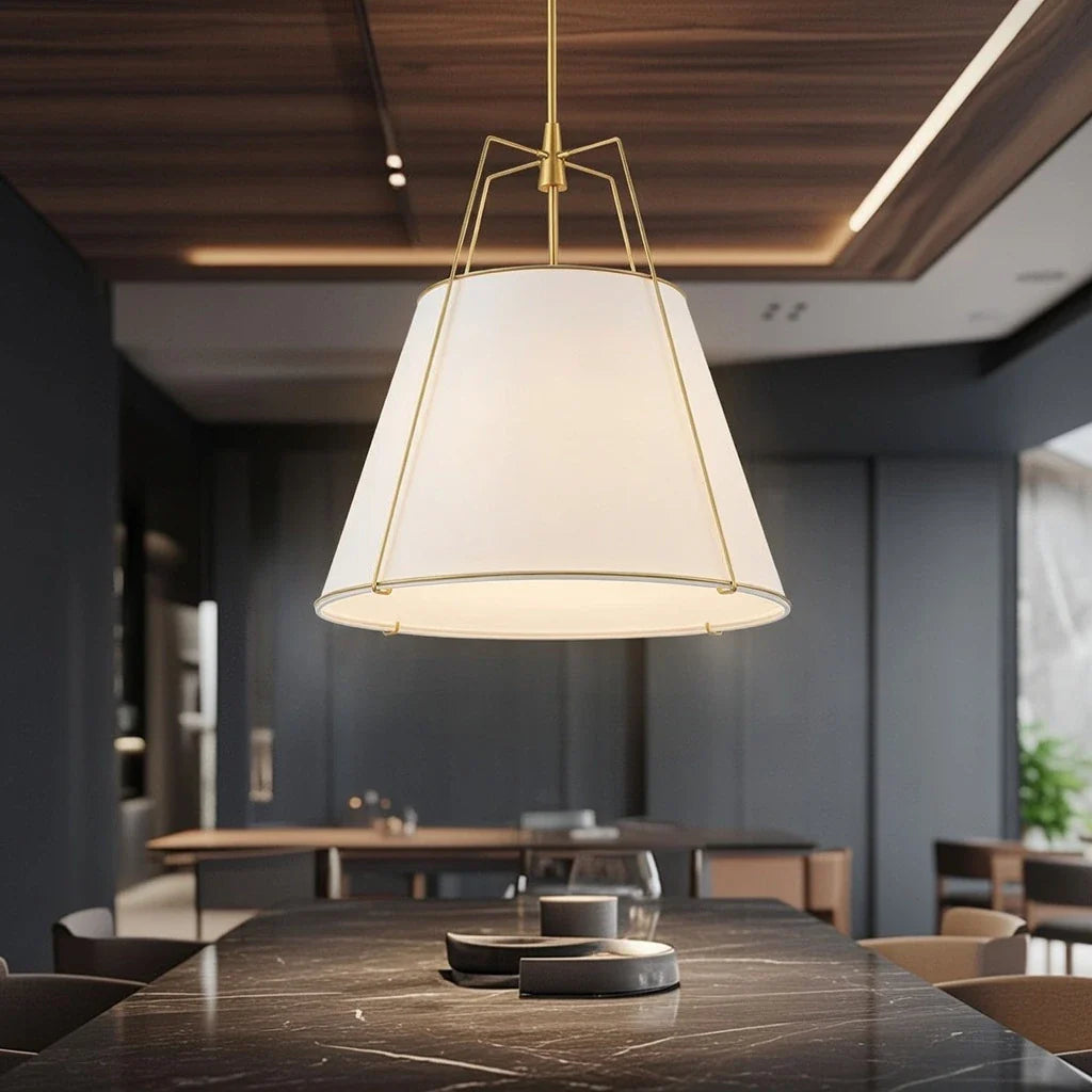 Enzo Modern Linen Tapered Cone Pendant Light