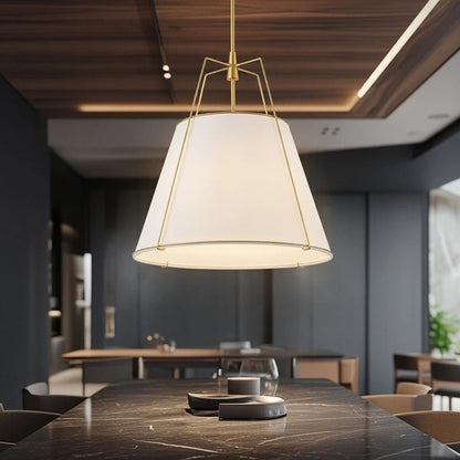Contemporary Linen Tapered Cone Pendant Light