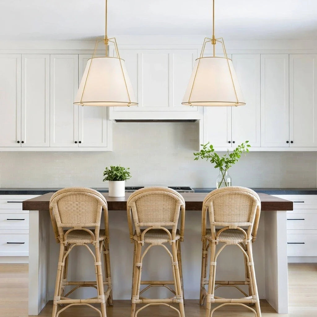 Enzo Modern Linen Tapered Cone Pendant Light