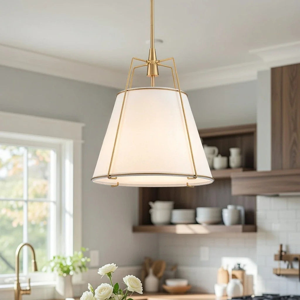 Enzo Modern Linen Tapered Cone Pendant Light