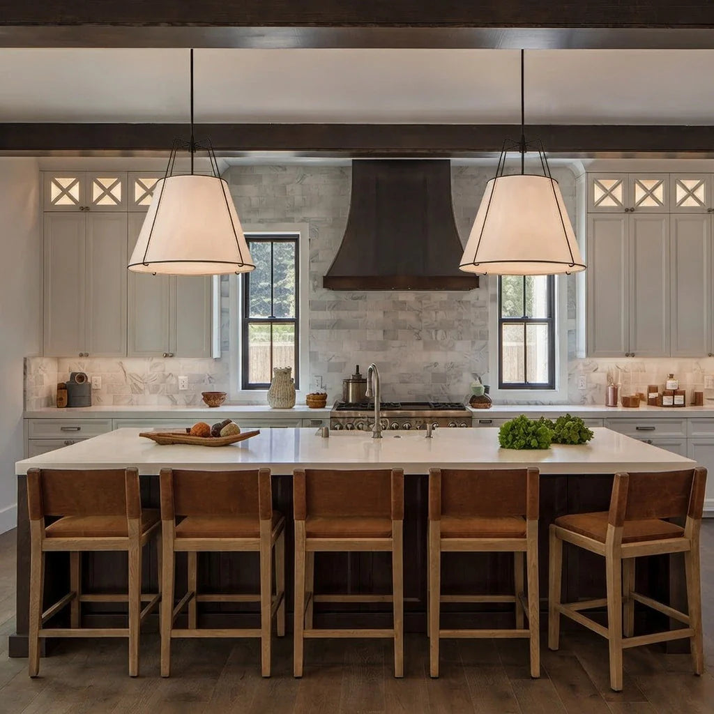 Enzo Modern Linen Tapered Cone Pendant Light