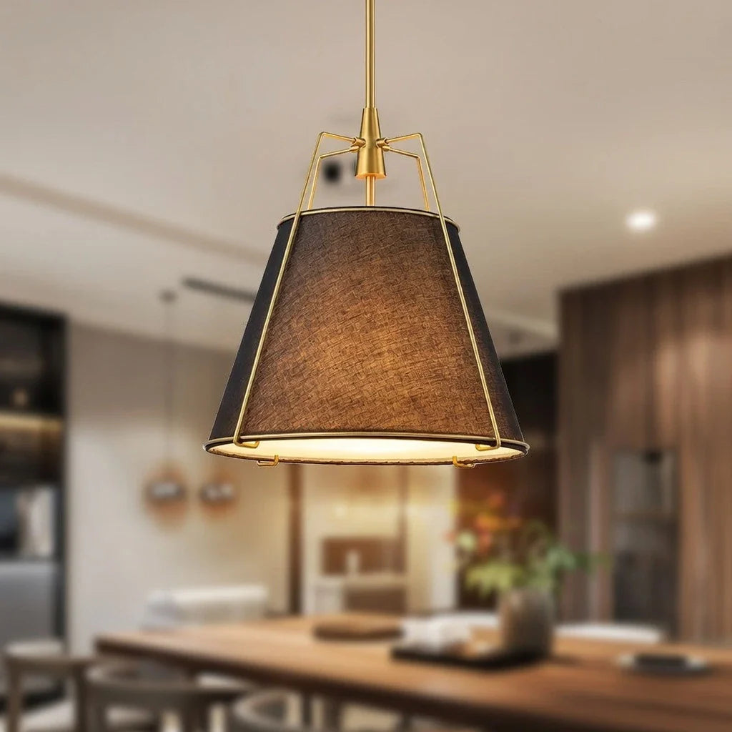 Enzo Modern Linen Tapered Cone Pendant Light
