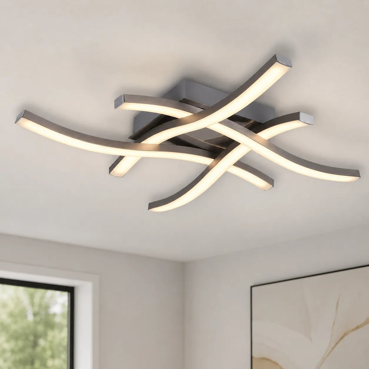 Nadia Modern Wave Integrated LED Semi-Flush Ceiling Light