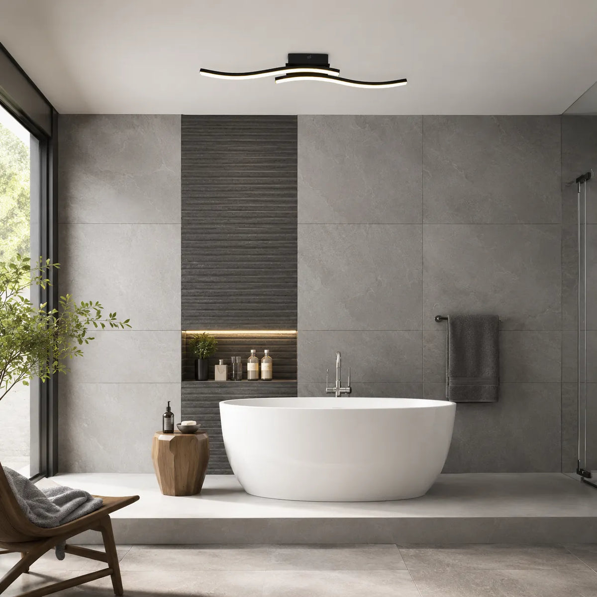 Nadia Modern Wave Integrated LED Semi-Flush Ceiling Light
