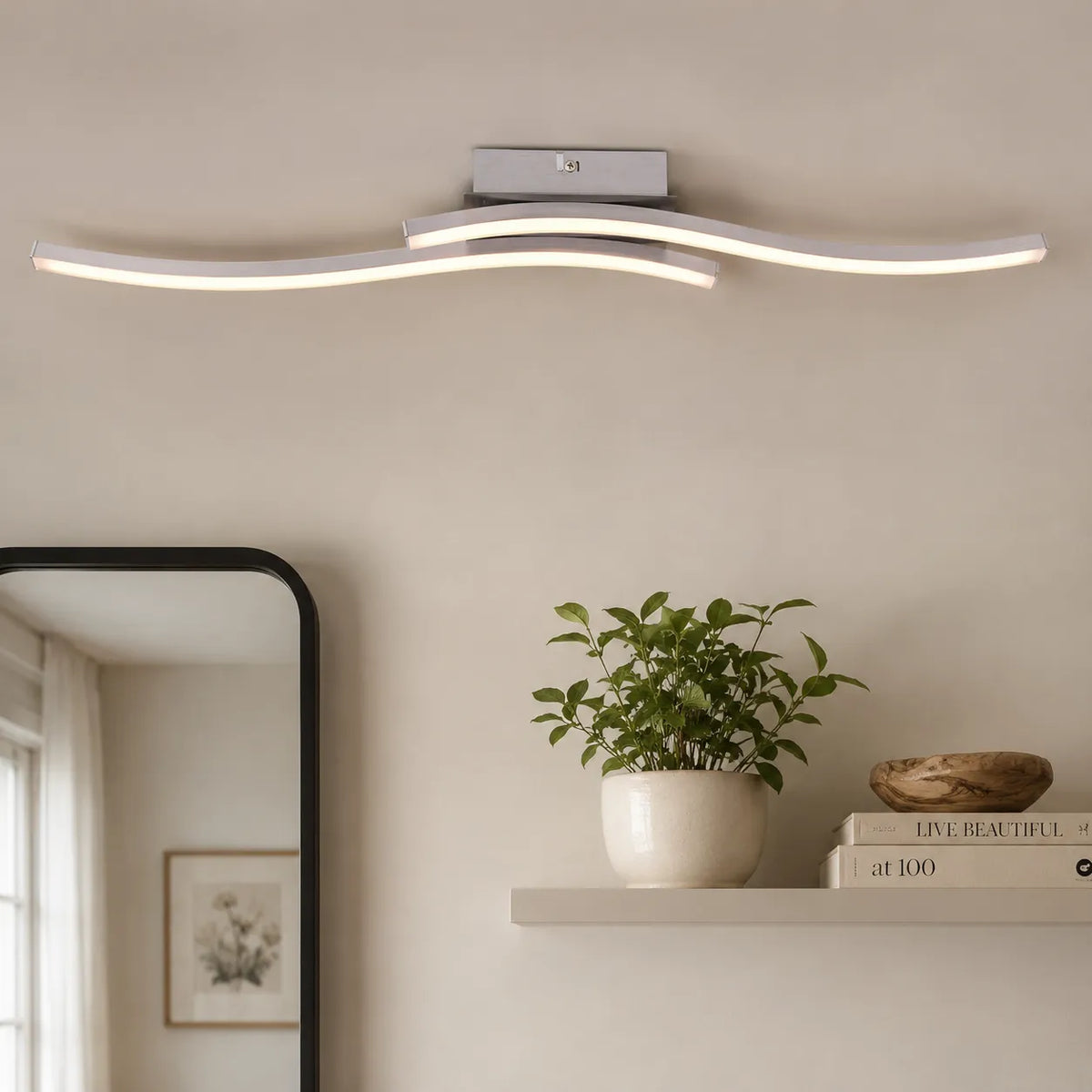Nadia Modern Wave Integrated LED Semi-Flush Ceiling Light