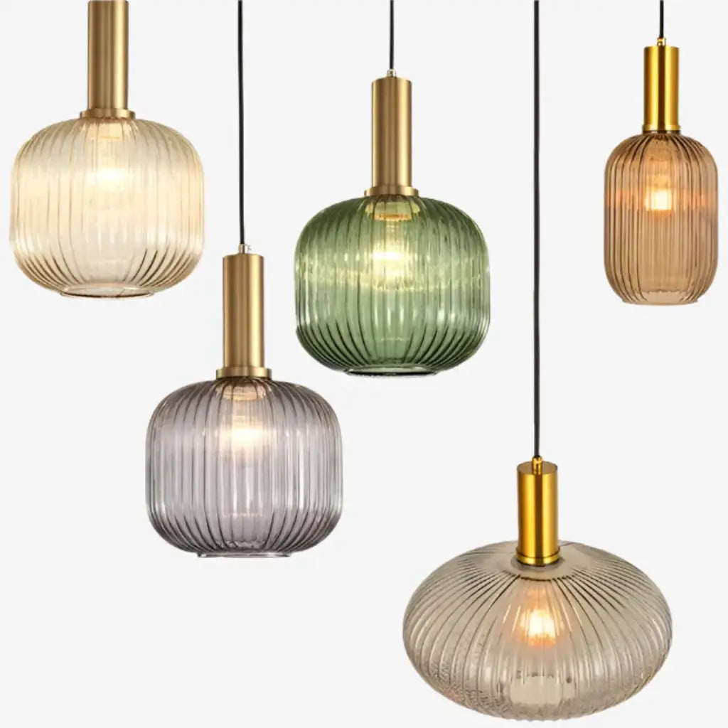 Cordial Art Deco Fluted Glass Pendant Light