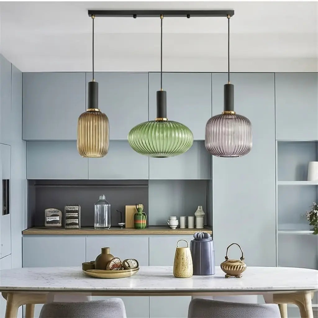 Cordial Art Deco Fluted Glass Pendant Light