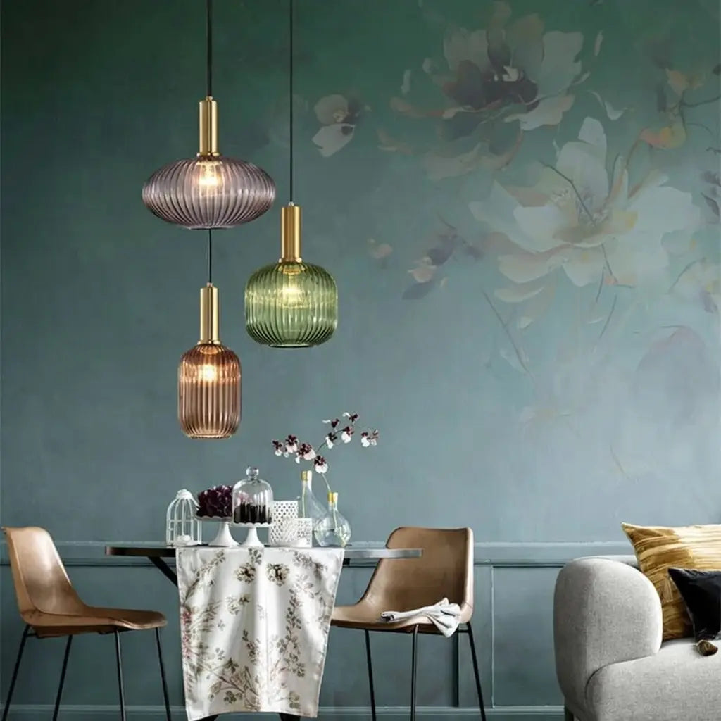 Cordial Art Deco Fluted Glass Pendant Light