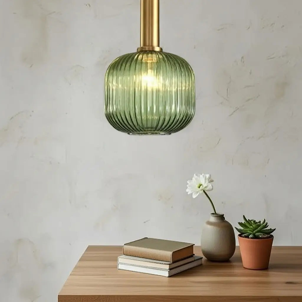 Cordial Art Deco Fluted Glass Pendant Light