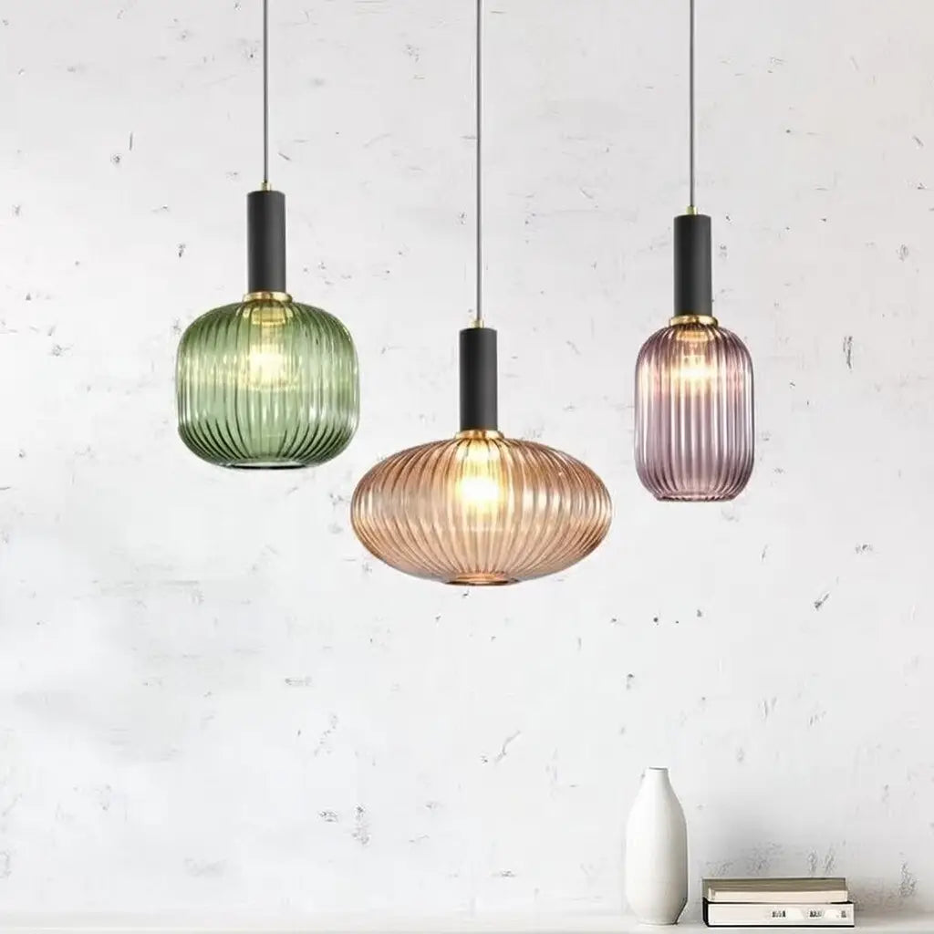 Cordial Art Deco Fluted Glass Pendant Light