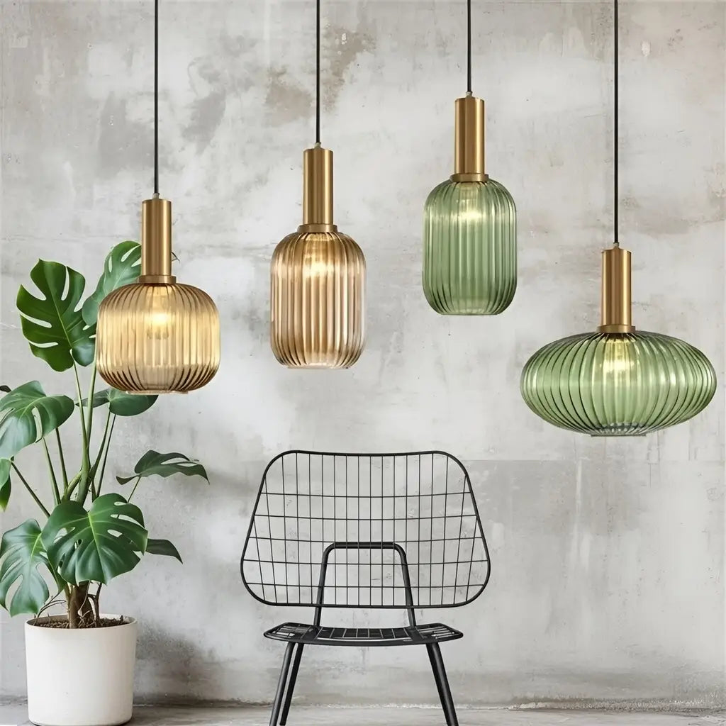 Cordial Art Deco Fluted Glass Pendant Light