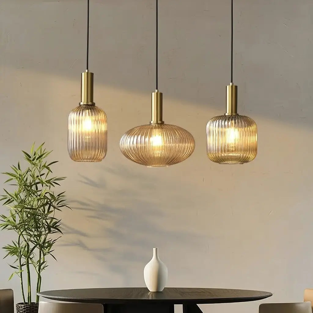 Cordial Art Deco Fluted Glass Pendant Light
