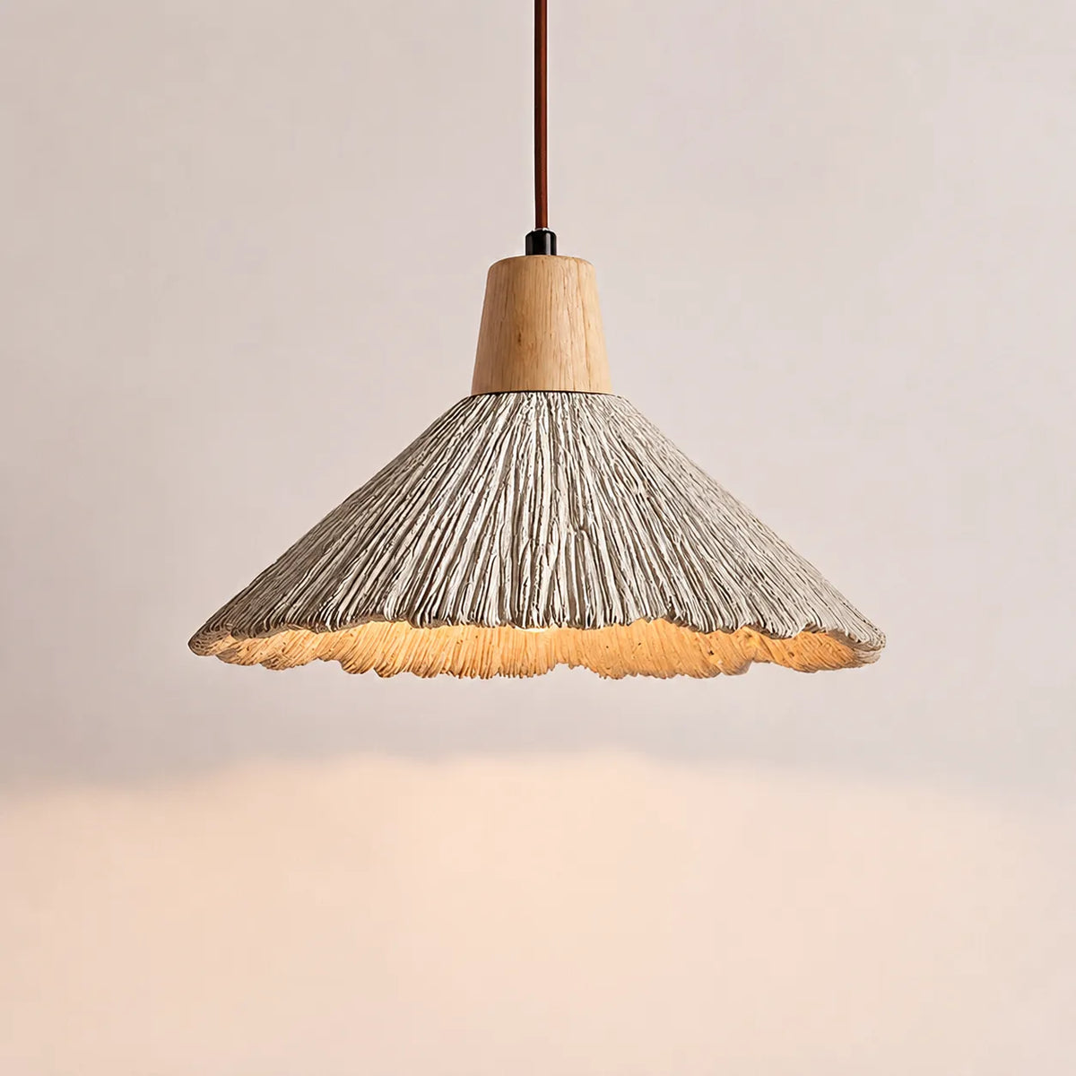 Arien Wabi-Sabi Cement & Wood Pendant Light