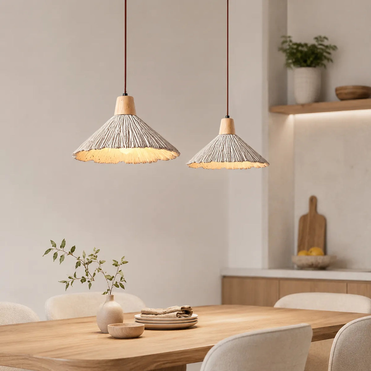 Arien Wabi-Sabi Cement & Wood Pendant Light